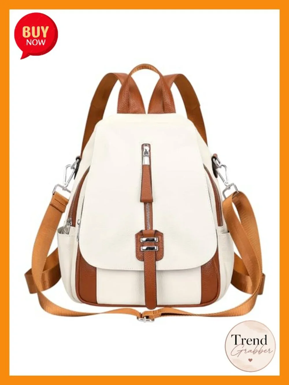 Genuine Leather Convertible Backpack Purse Flap Design Fits iPad, Women's